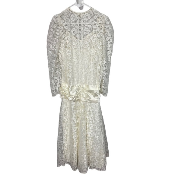 Alfred Angelo Ivory 1970s Wedding Dress Vintage 13 14 - Picture 2 of 16